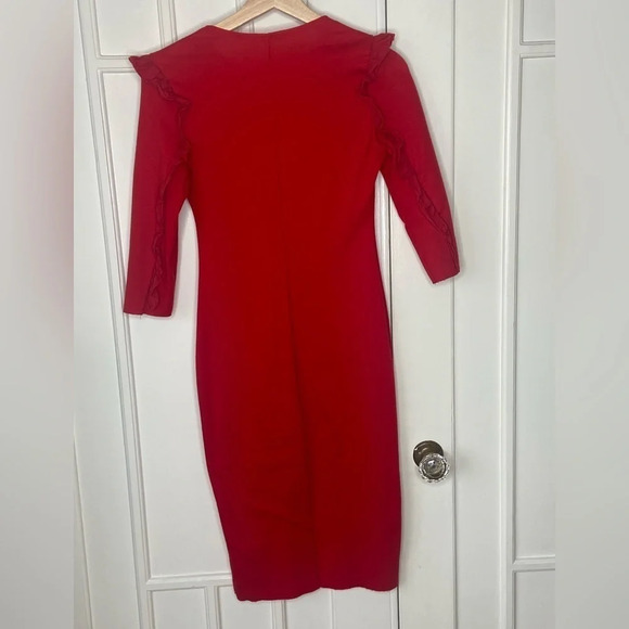 Zara Trafaluc dress in Red tight body  hugging sexy dress date night, frills - Picture 13 of 15